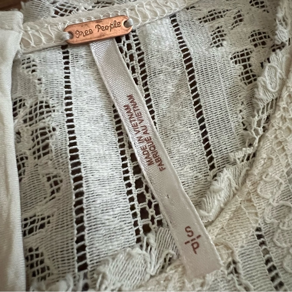 Free People Tu Es La Cream White Lace Sleeveless Mini Dress, size S - Picture 6 of 16